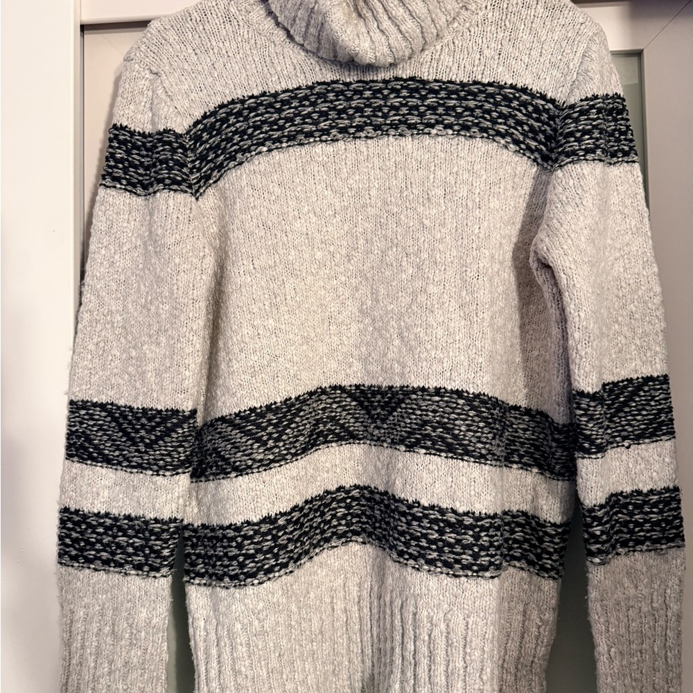 Cozy Gray and Black Striped Sweater